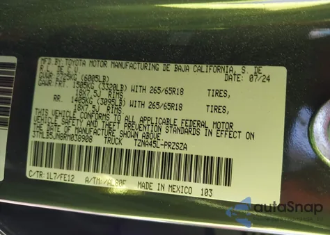 2024 Toyota Tacoma Trd Sport 4Wd from USA, damaged, VIN 3TMLB5JN8RM038908